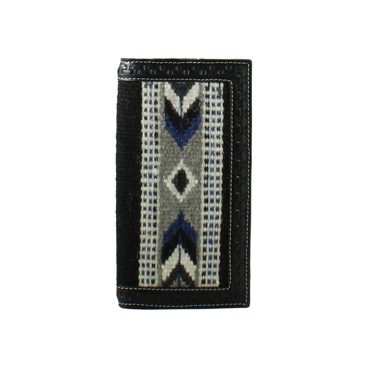 3D Belt Company Rodeo Wallet, Black Basketweave Tooled, Blanket Inlay D250005301
