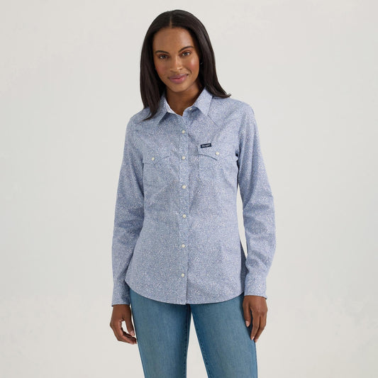 WRANGLER Ladies RETRO WESTERN SNAP SHIRT - BLUE 112361187
