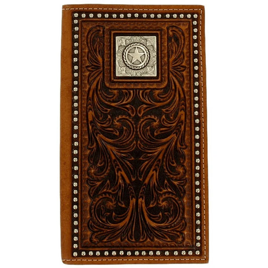 Nocona Men’s Checkbook Cover/Rodeo Wallet, Square Star Concho N5410402