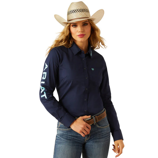 Ariat Ladies Shirt, Long Sleeve Button Up, “Team Kirby” 10058796
