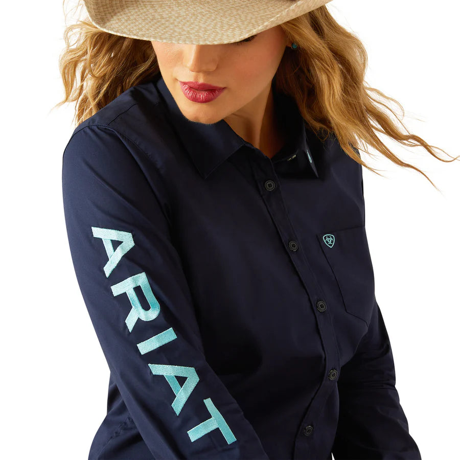 Ariat Ladies Shirt, Long Sleeve Button Up, “Team Kirby” 10058796
