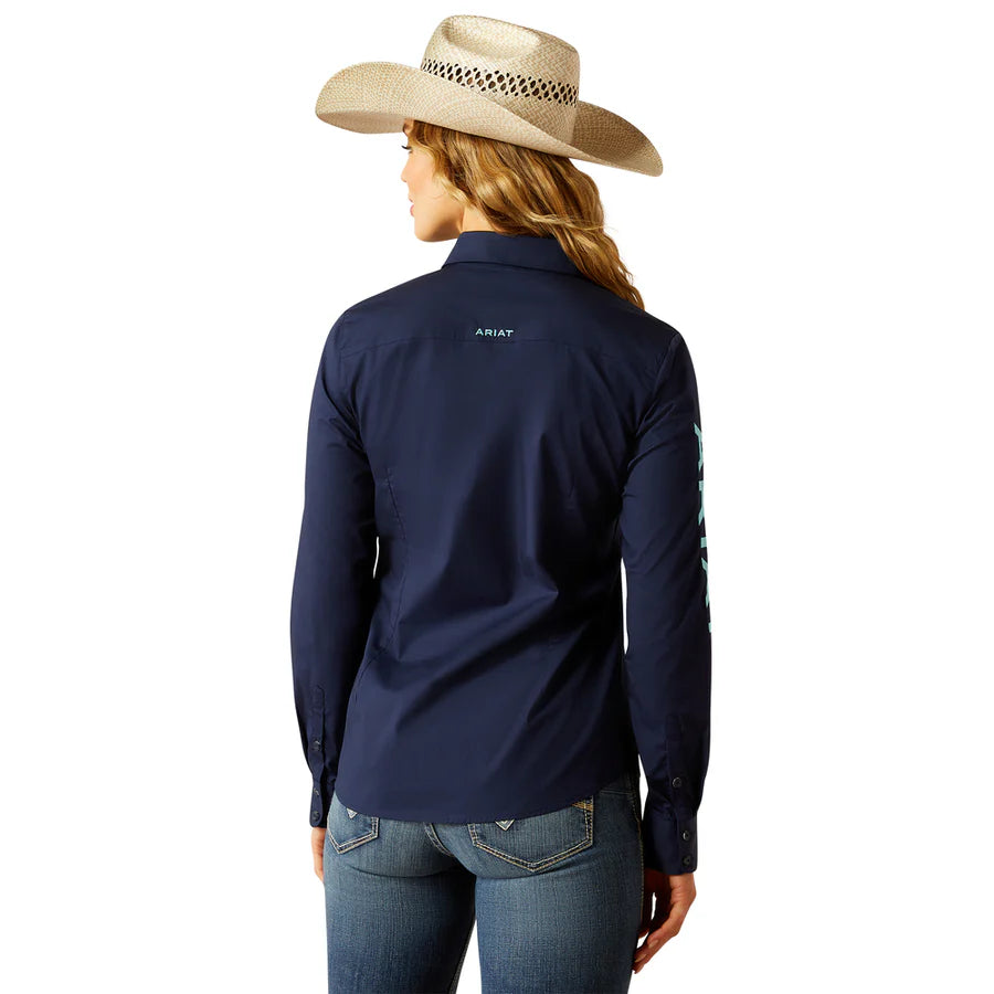 Ariat Ladies Shirt, Long Sleeve Button Up, “Team Kirby” 10058796