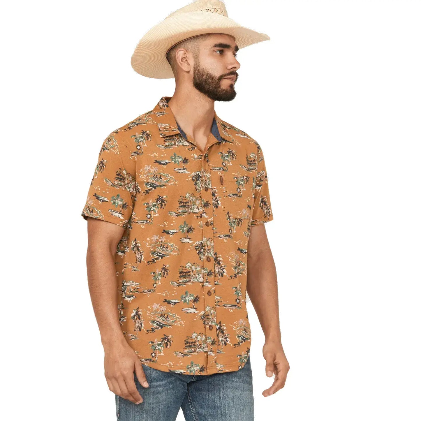 Ariat Men’s Shirt, Short Sleeve Button Down, Retro Mocha 10058839