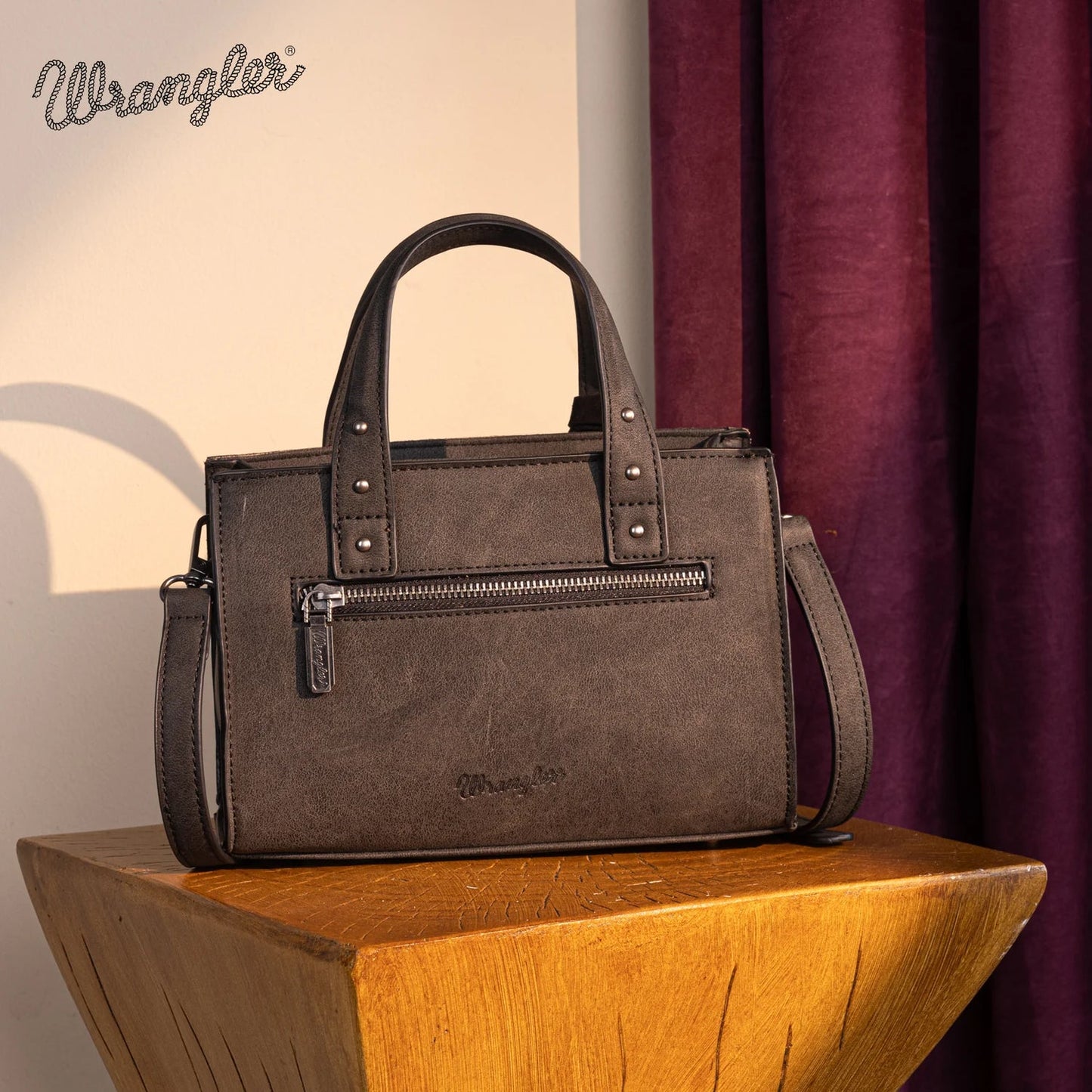 WRANGLER Purse, Tote, Crossbody, Brown, Tooled WG160-60102