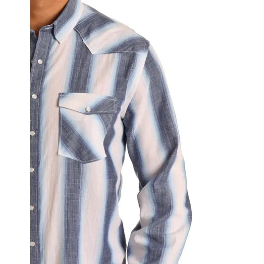 Panhandle Slim Men’s Western Shirt, Snaps, Vintage Ombré Striped PMN2S05758