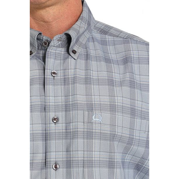 Cinch Men's ArenaFlex, Short Sleeve, Grey Plaid MTW1704153