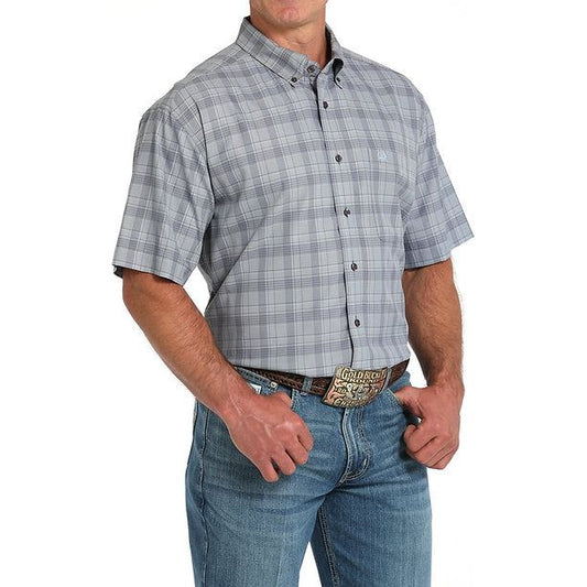 Cinch Men's ArenaFlex, Short Sleeve, Grey Plaid MTW1704153