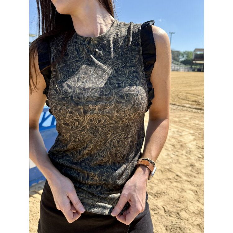 Cruel Denim Ladies- Sleeveless, Leather Print CTK751001