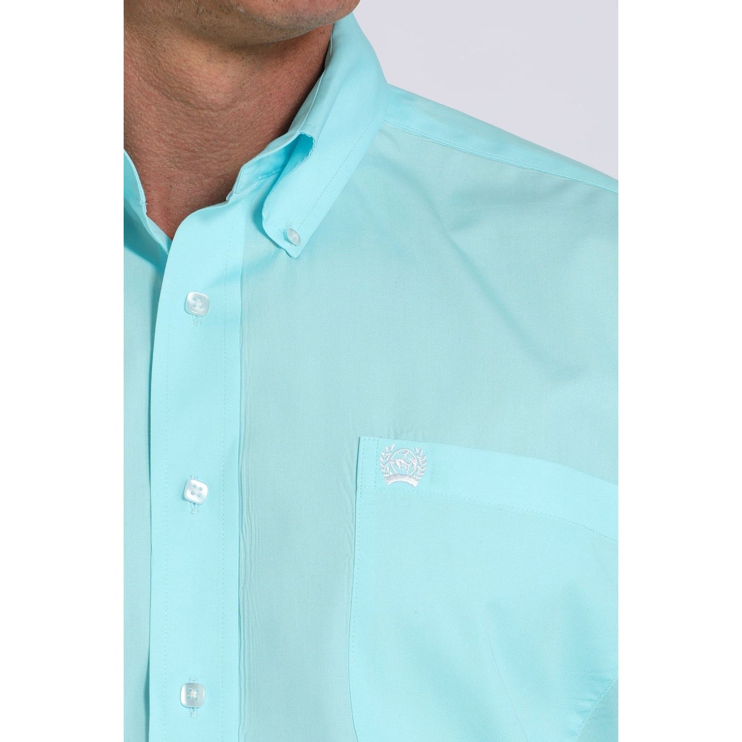 CINCH - Men LONG SLEEVE BUTTON-DOWN SHIRT, solid turquiose MTW1105923