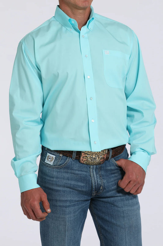 (CoCINCH - Men LONG SLEEVE BUTTON-DOWN SHIRT, solid turquiose MTW1105923