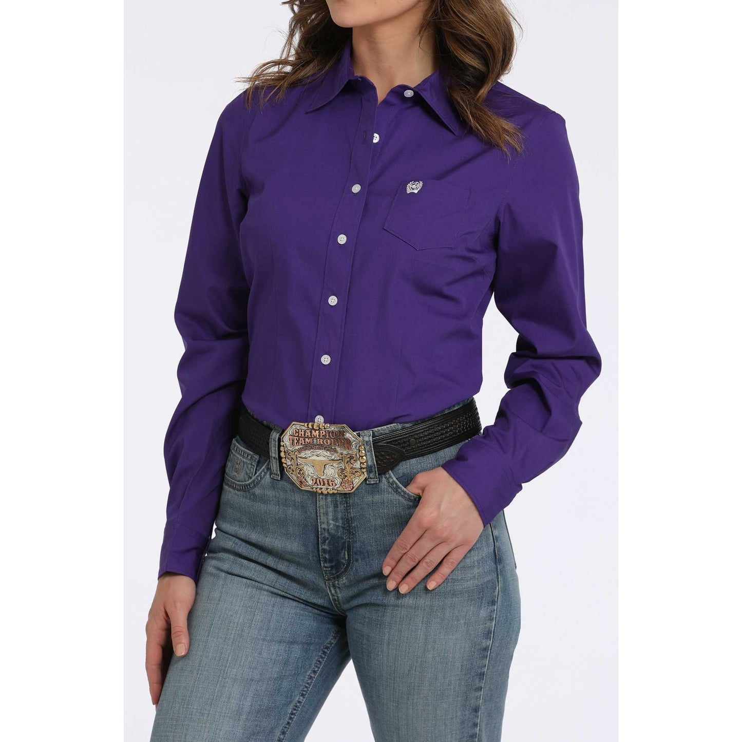 CINCH - Ladies Western Shirt, BUTTON-DOWN, Purple MSW9164076