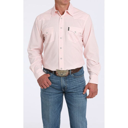 Cinch Men’s Western Shirt - MODERN FIT, Pink STRIPE, SNAP FRONT MTW1303087