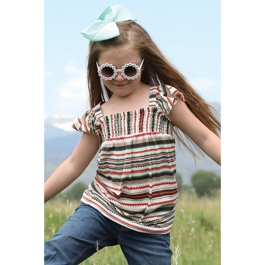 Cruel Denim Girl's Ruffle Sleeve Tank, Stripe- CTK8006001