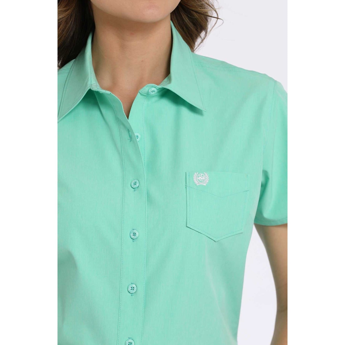 CINCH Ladies ARENA FLEX SHIRT, Short Sleeve, Green MSW9162003