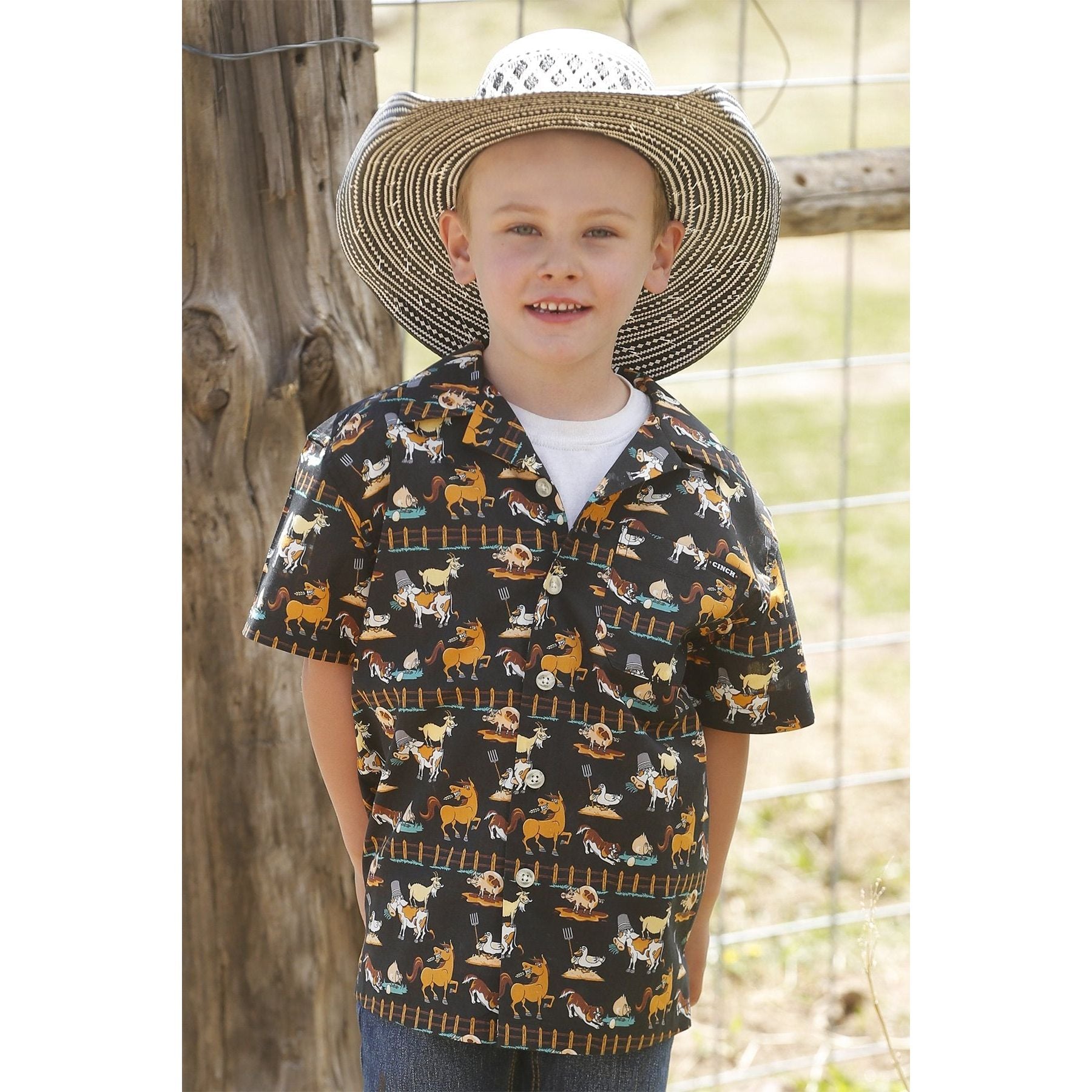 Cinch BOY'S  Farm PRINT BUTTON-DOWN WESTERN SHIRT MTW7170003