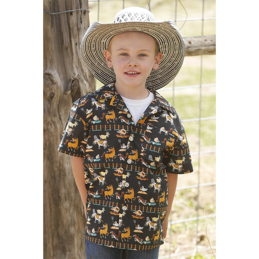 Cinch BOY'S  Farm PRINT BUTTON-DOWN WESTERN SHIRT MTW7170003