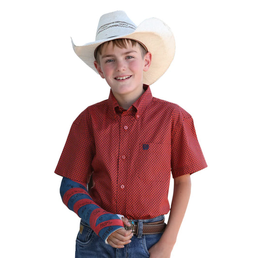 Cinch Boy’s Western Shirt, Red, Button Down - MTW7140036