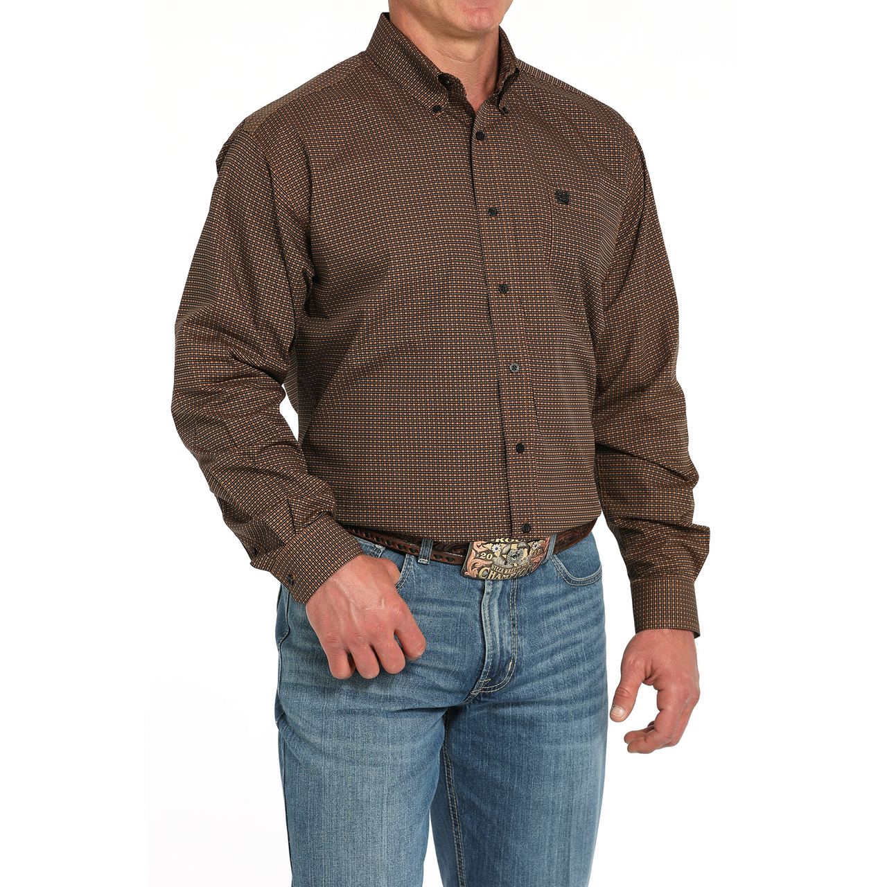 CINCH - Men LONG SLEEVE BUTTON-DOWN SHIRT, Brown MTW1105942