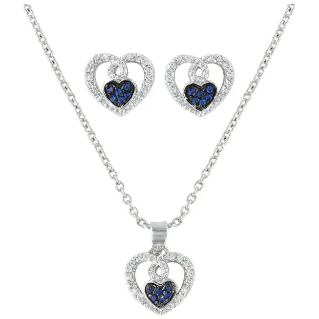 Montana Blue Curlicued Cerulean Heart Jewelry Set