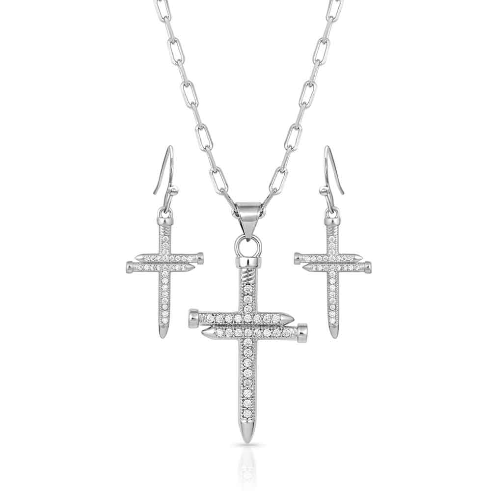 Montana Sparkling Nail Cross Jewelry Set