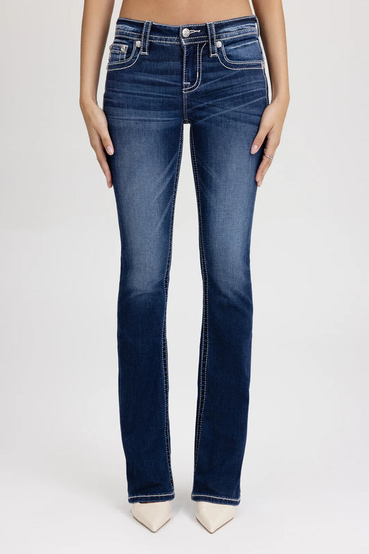 Miss Me Nyah Cross Stitched Bootcut Jeans