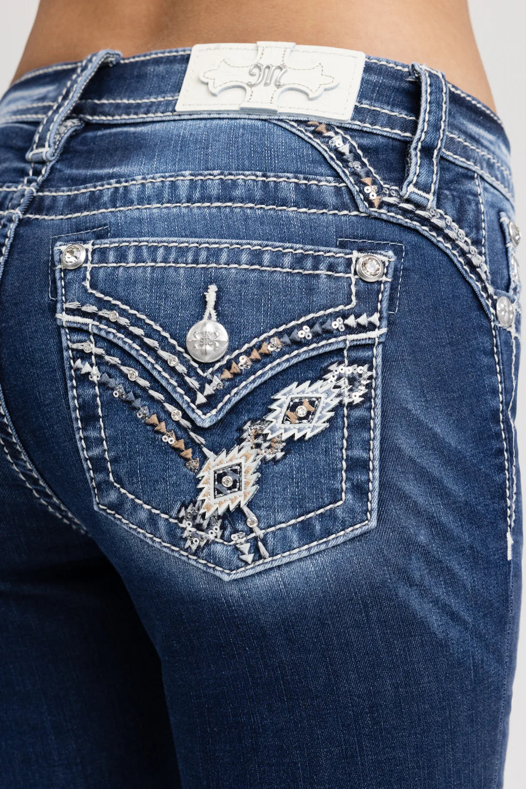 Miss Me Nyah Cross Stitched Bootcut Jeans