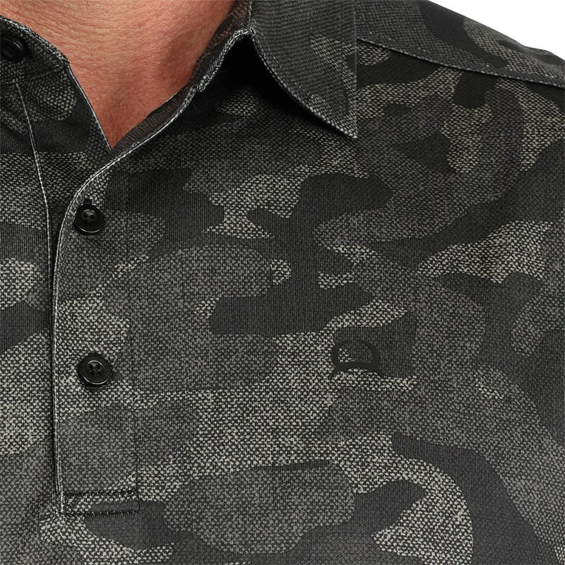 Cinch Men's Black Camo ArenaFlex Polo MTK1865049