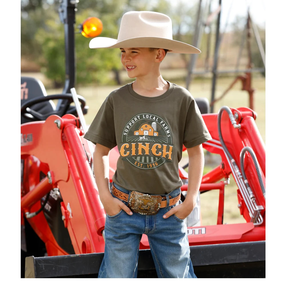 Cinch Boys' Short Sleeve Logo Tee - Green MTT7670185