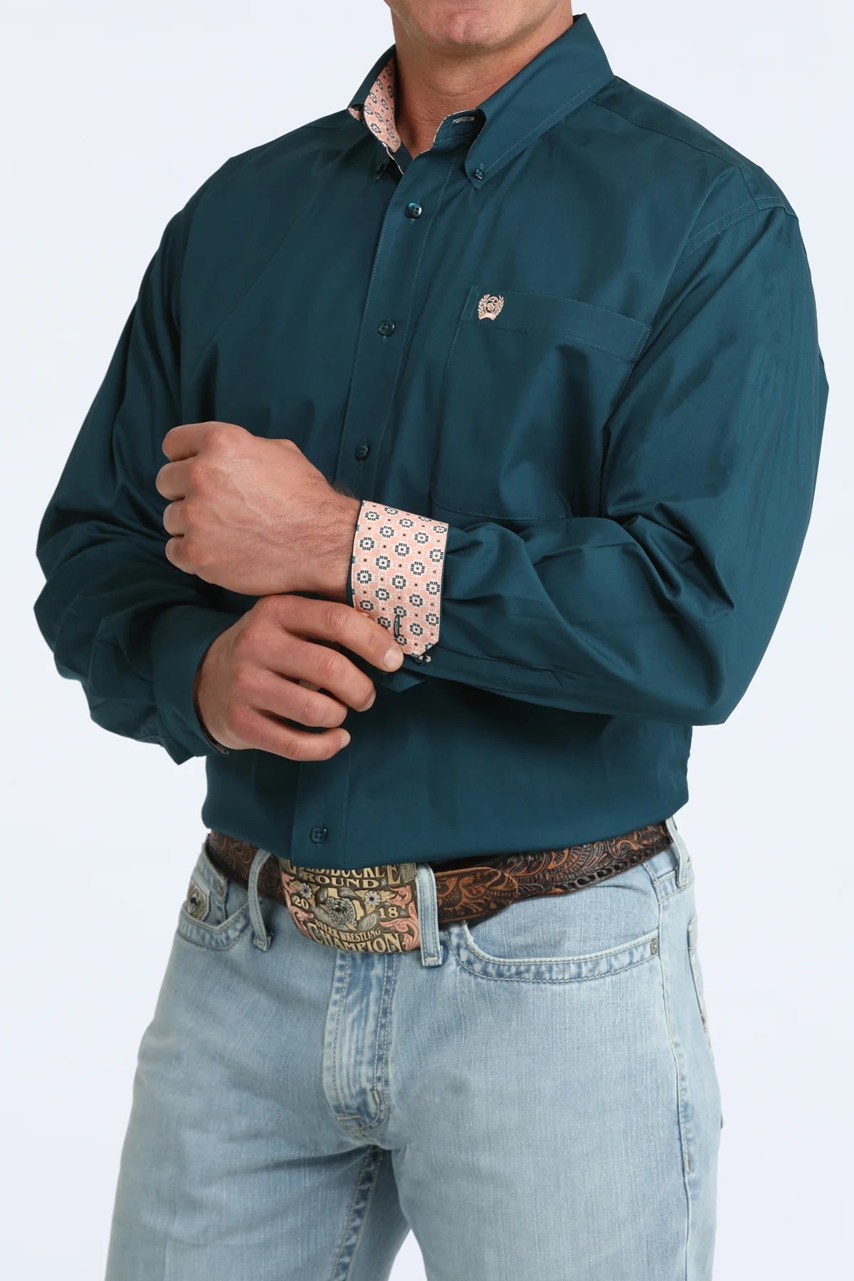 Cinch Men's Solid Teal Button Down Shirt MTW1106106