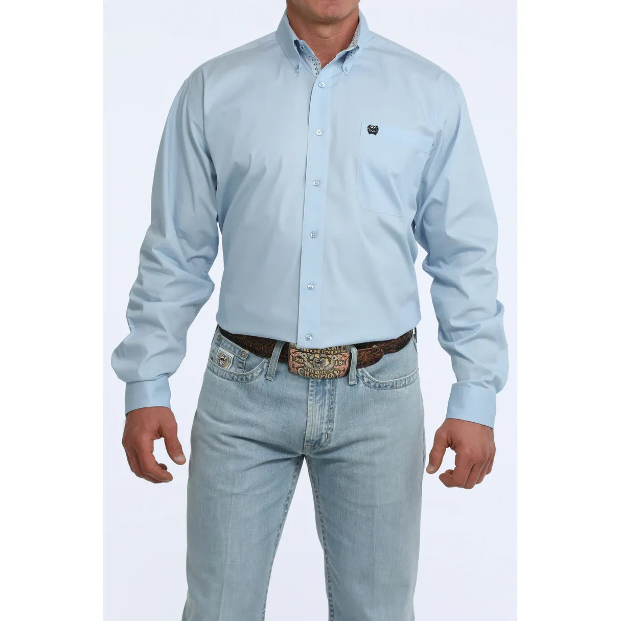 Cinch Men's Solid Light Blue Button Up Shirt MTW1106125