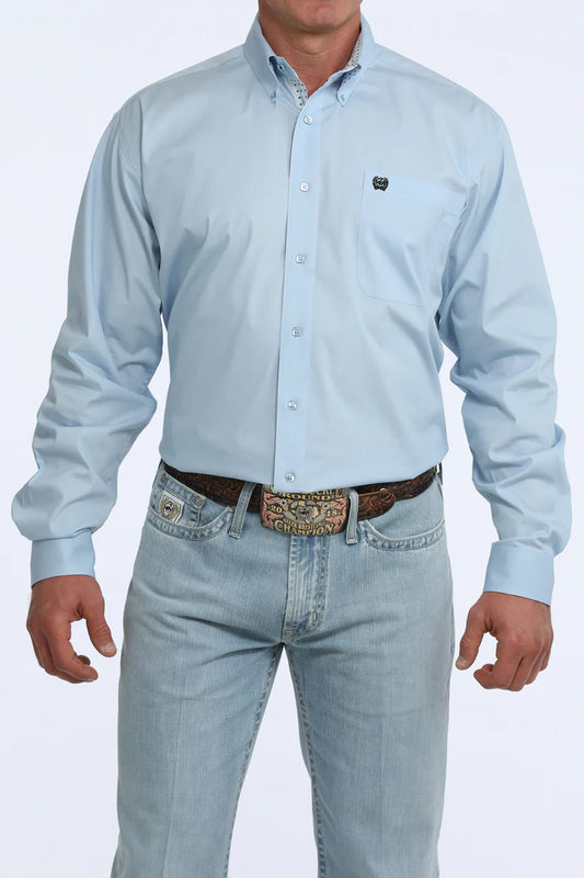 Cinch Men's Solid Light Blue Button Up Shirt MTW1106125
