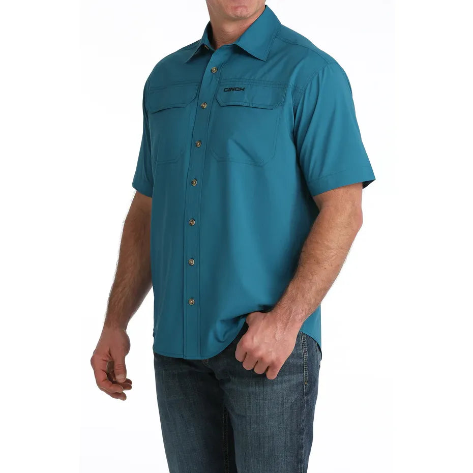 Cinch Men's Solid Teal Arenaflex Long - ShortSleeve Shirt  MTW1723004  MTW1722004