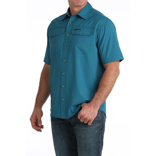 Cinch Men's Solid Teal Arenaflex Long - ShortSleeve Shirt  MTW1723004  MTW1722004
