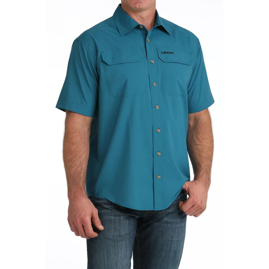 Cinch Men's Solid Teal Arenaflex Long - ShortSleeve Shirt  MTW1723004  MTW1722004