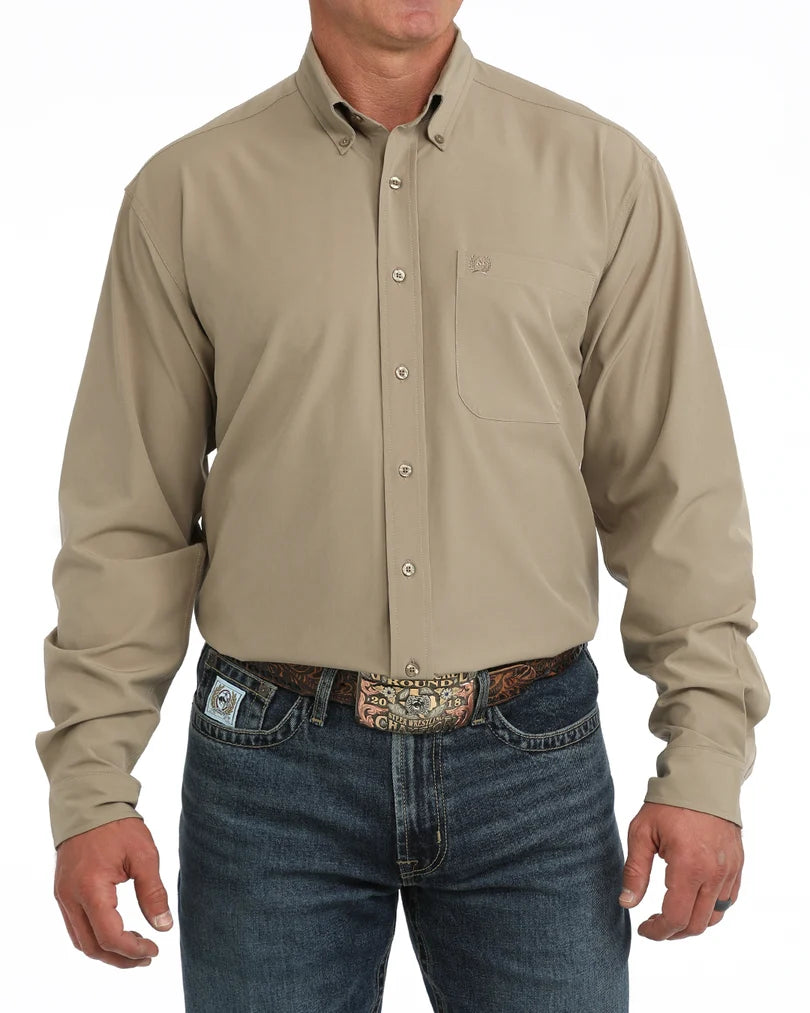 Cinch Men's Arenaflex Khaki Button Down Shirt MTW1862047