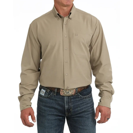 Cinch Men's Arenaflex Khaki Button Down Shirt MTW1862047