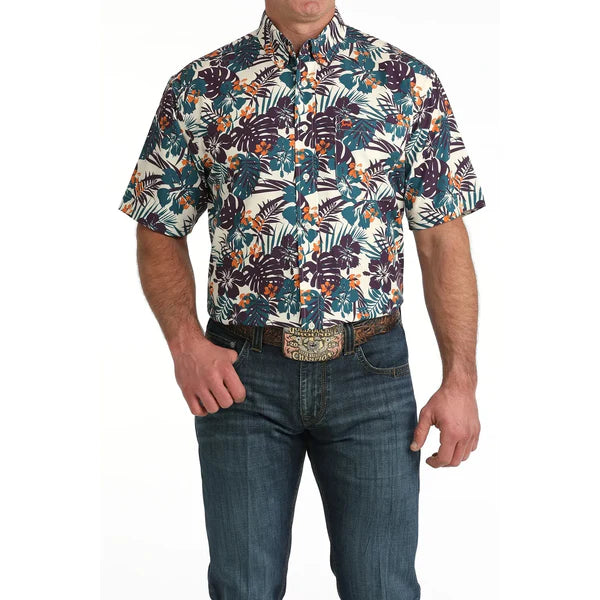 Cinch Men's Arenaflex Print Button Down Short Sleeve Shirt MTW1704163
