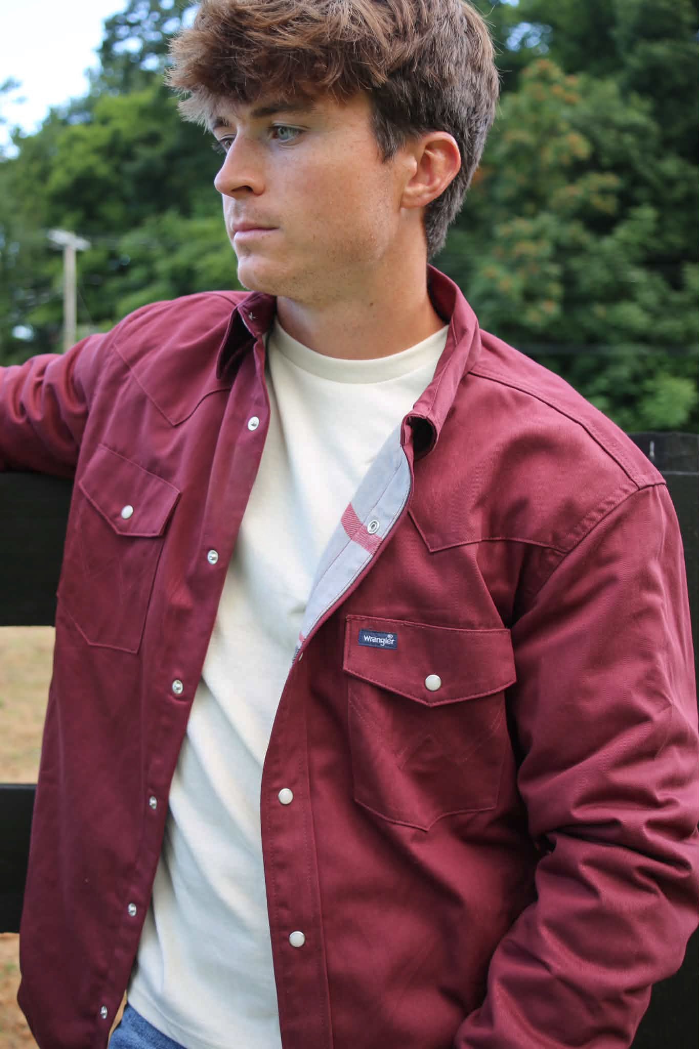 Wrangler® Flannel Lined Work Shirt - Classic Fit - Green/112381692 Burgundy/112381691