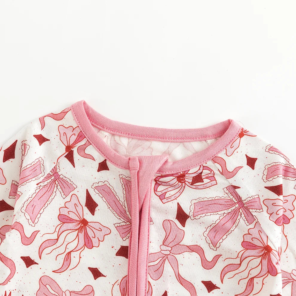 Baby Infant Romper Sleepwear, Pink Bow