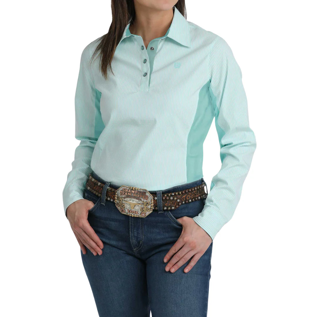 Cinch Ladies Long Sleeve Hybrid Light Blue Shirt MSW7916001