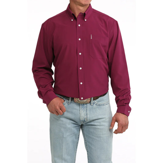 Cinch Men's Solid Purple Button Down Shirt MTW1347159