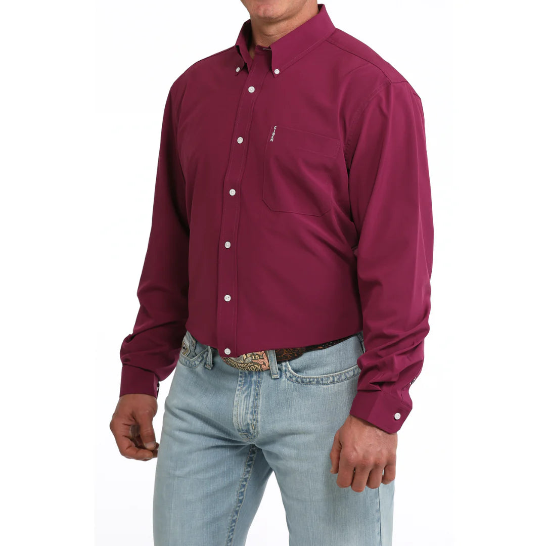 Cinch Men's Solid Purple Button Down Shirt MTW1347159
