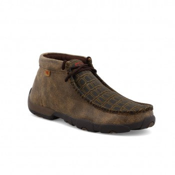 TWISTED X MEN'S CHUKKA DRIVING MOC, CAIMAN PRINT/BROWN TMDM0067