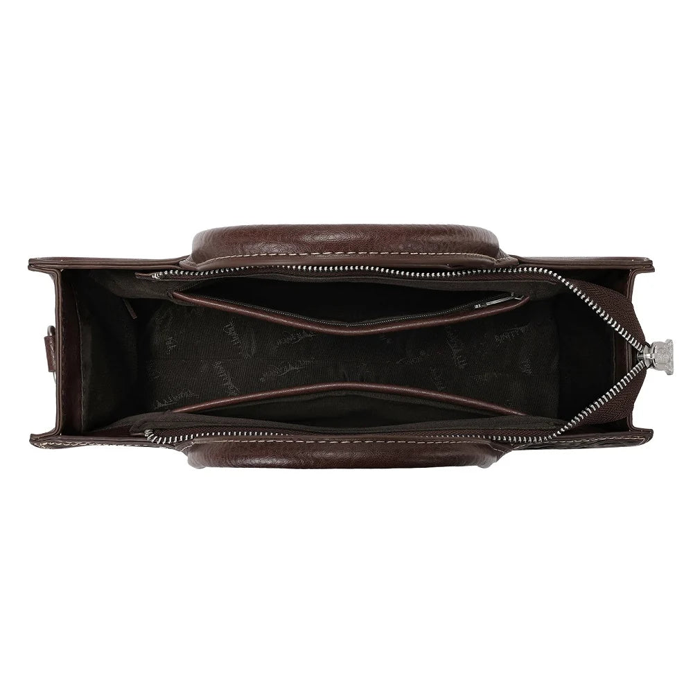 Trinity Ranch Floral Tooled Leather Western Satchel Tote Bag