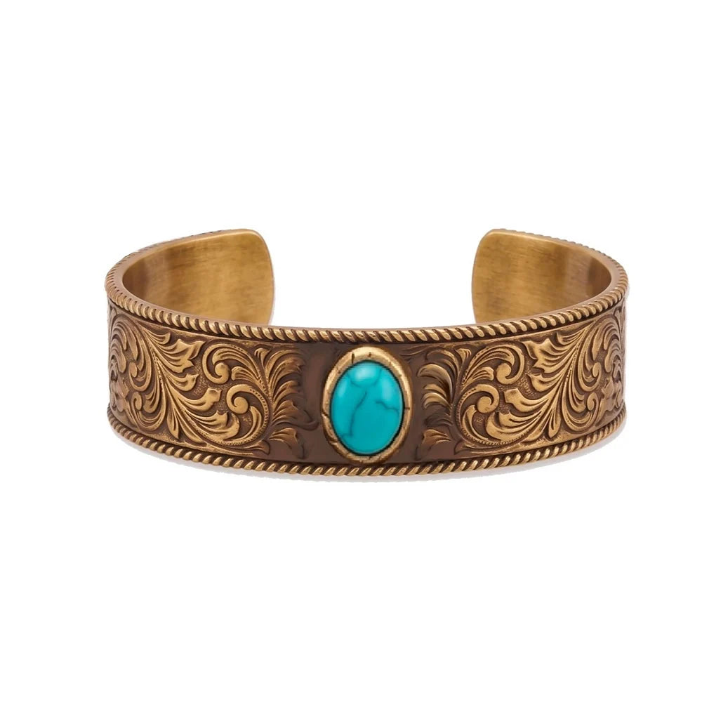 Wrangler Turquoise Engraved Cuff Bracelet WG-AC-BC-3099