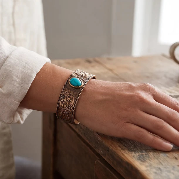 Wrangler Turquoise Engraved Cuff Bracelet WG-AC-BC-3099