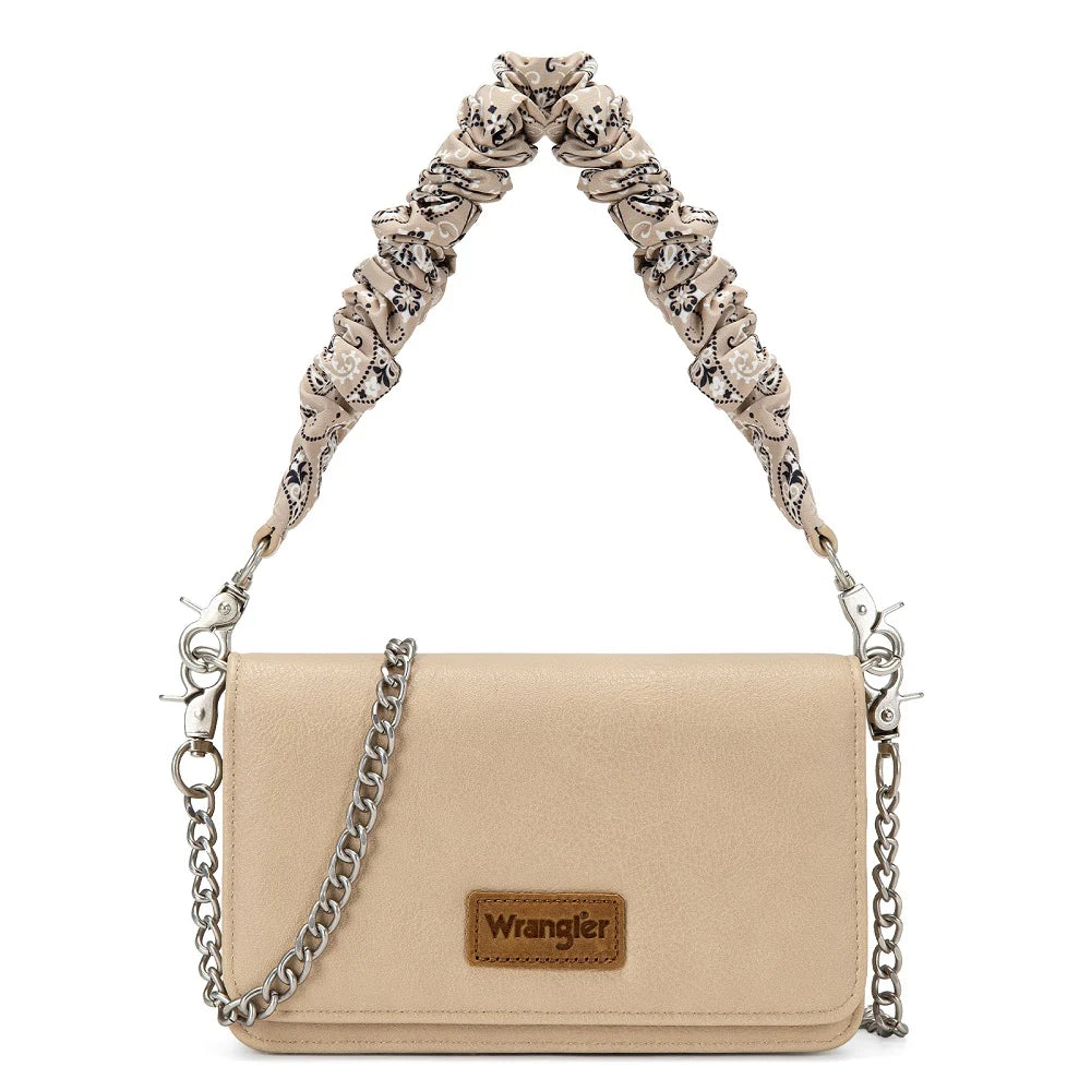 Wrangler Dual Strap Bandana Ruched Flap Crossbody Wallet Bag WG-HB-539-666