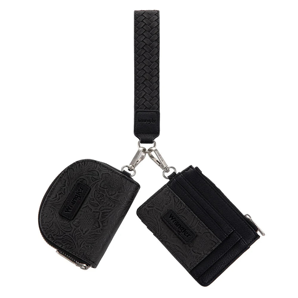 Wrangler Floral Tooled 2‑Piece RFID Wallet Set WG-WL-608-0051
