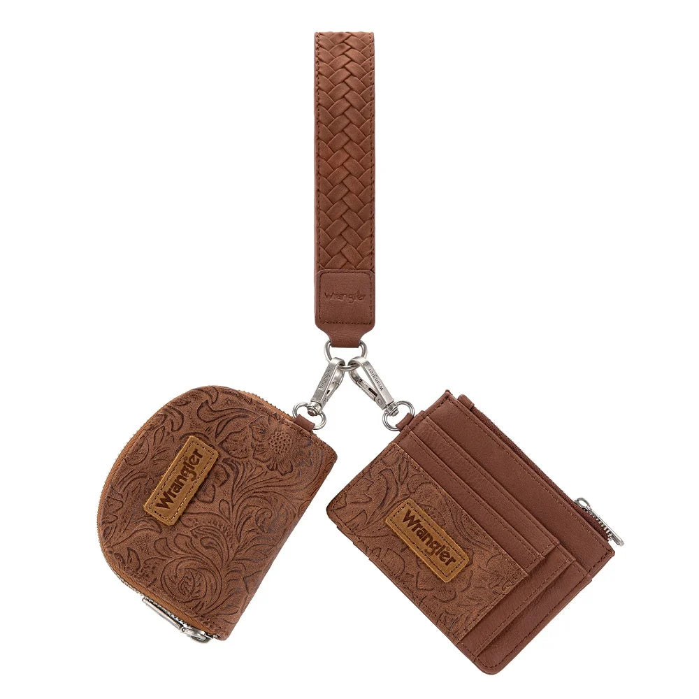 Wrangler Floral Tooled 2‑Piece RFID Wallet Set WG-WL-608-0051