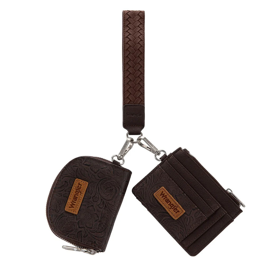 Wrangler Floral Tooled 2‑Piece RFID Wallet Set WG-WL-608-0051